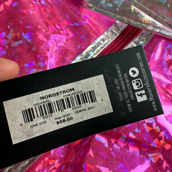 Maniere Dance Bag NWT Girls Gym Gymnastics Duffle Holographic Pink Silver - Picture 4 of 6